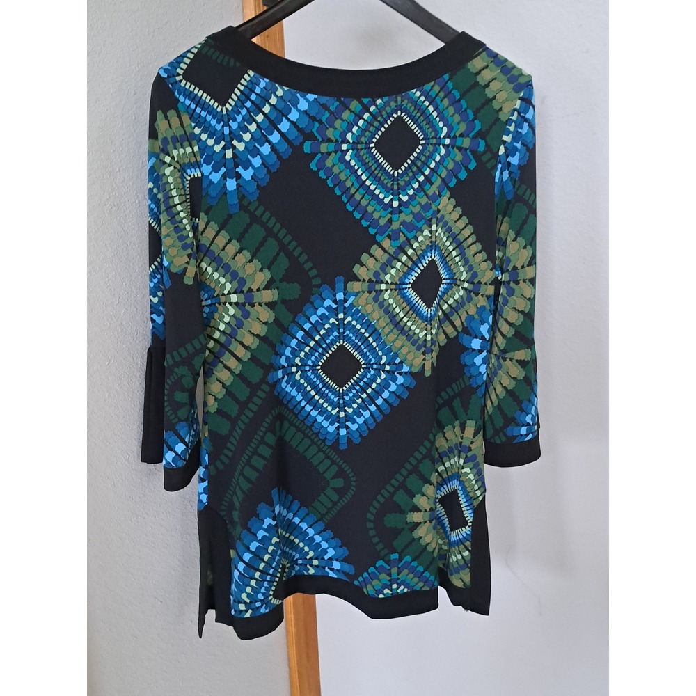 Wear It Womens 3/4 Sleeve Geometric Diamond Print Scoop Neck Blouse Top Size 2 - Picture 3 of 4